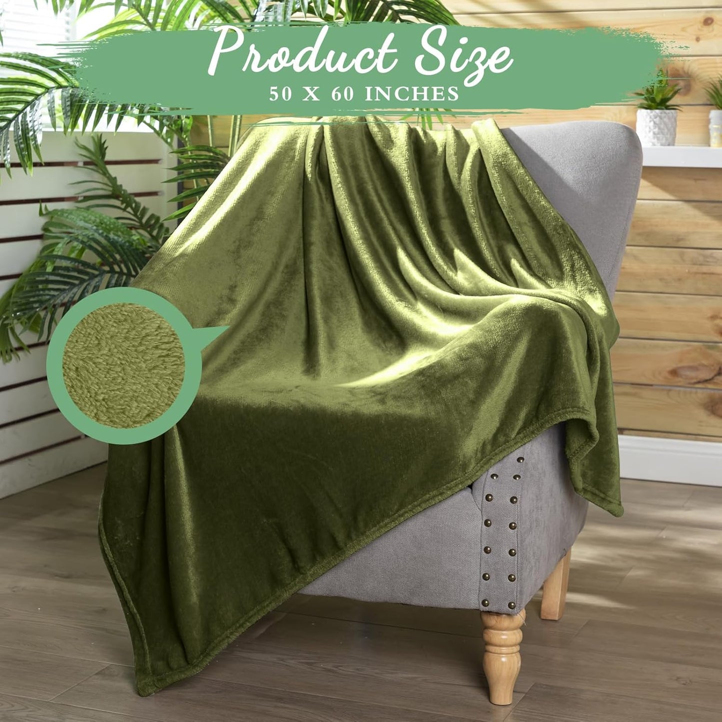 Tinideya 12 Pcs Flannel Fleece Throw Blanket Bulk 50 x 60 Inch Soft Fleece Blanket Warm Throw Blanket Coral Blankets for Couch Sofa Home Wedding Gifts Season (Army Green)
