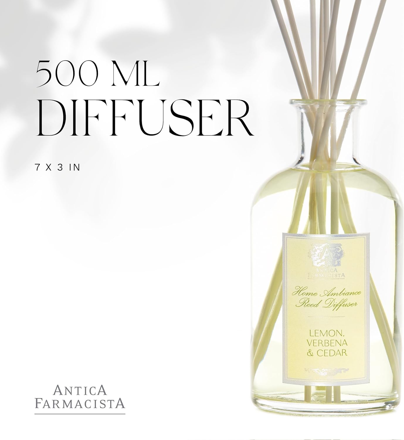 Antica Farmacista Home Ambiance Diffuser - Long-Lasting Reed Scent Diffuser - Luxury Room Freshener Gift - Lemon, Verbena & Cedar, 16.9 fl oz