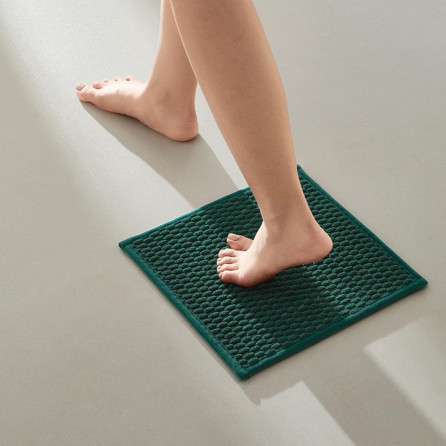 Small Bathroom Rugs Non Slip Washable Bath Rugs Super Absorbent Bathroom Rug Thin Quick Dry Low Pile Bath Mats, Dark Green 12"x12"