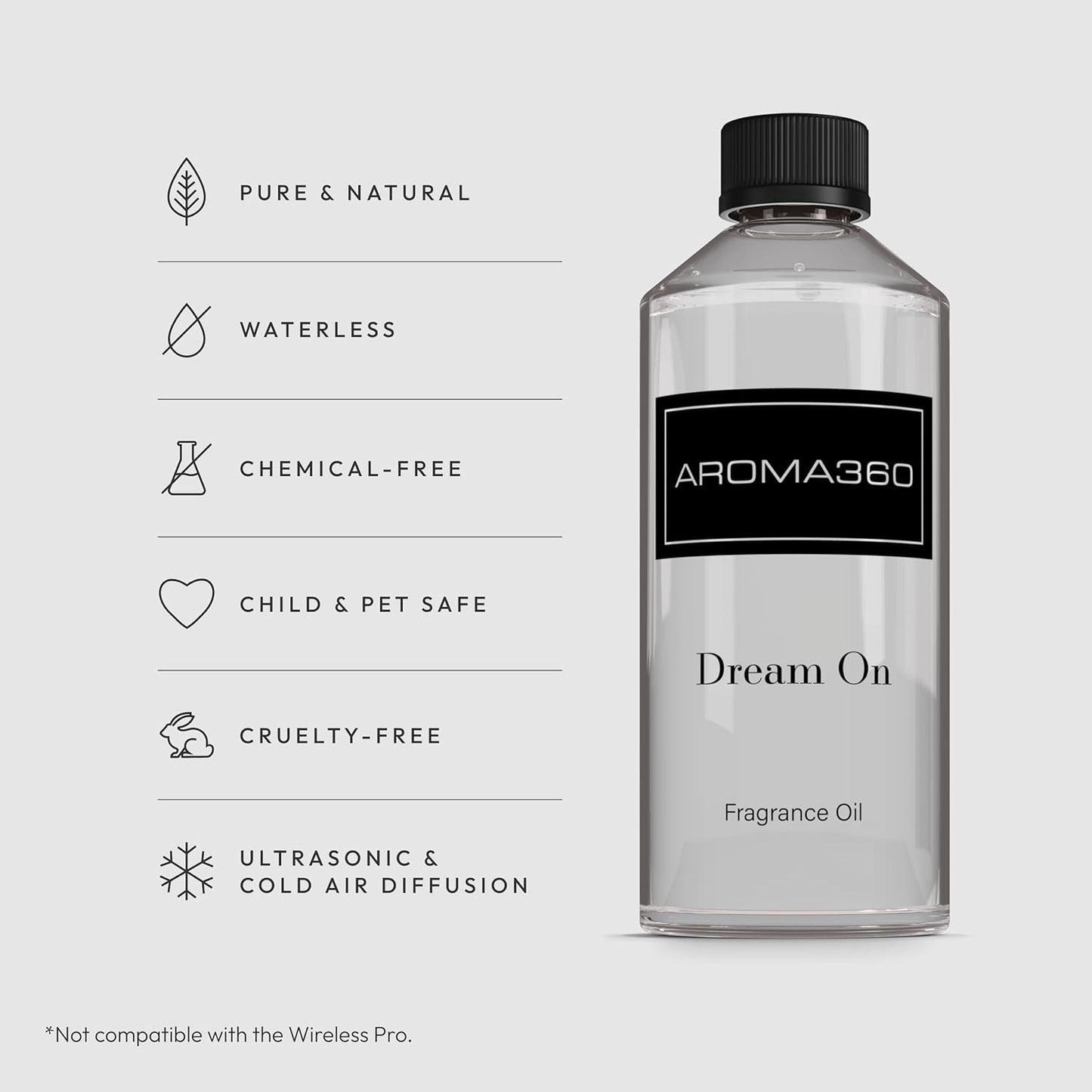 Aroma360 Dream On Fragrance Oil Blend - 500ML - Scented Aromatherapy Diffuser Oil with Serene White Tea, Healing Aloe Vera, and Warm Earthy Cedar