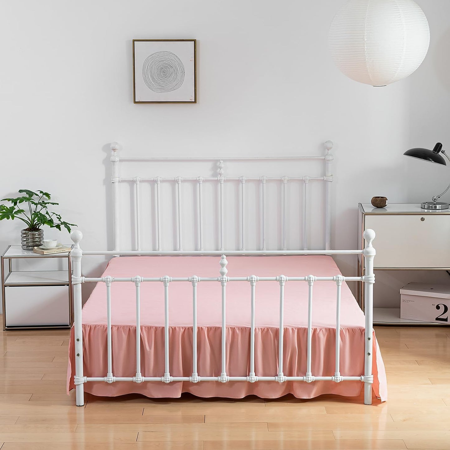 Bed Skirt Queen Size Ruffled Bed Skirt with Split Corners, 18 Inch Drop Dust Ruffle Bed Skirts with Platform, 18 Inch, Peach, Queen Size