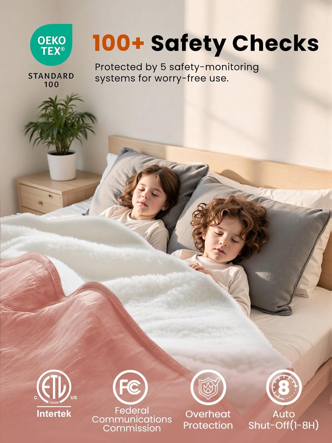 Electric Heated Blanket Twin, Ultra‑Cozy Premium Flannel & Sherpa, Even Heat Distribution & Stable Temp, 1–10H Auto‑Off, 8 Temps (86–125.6°F), Overheat Protection, Ideal Gifts for Grandma