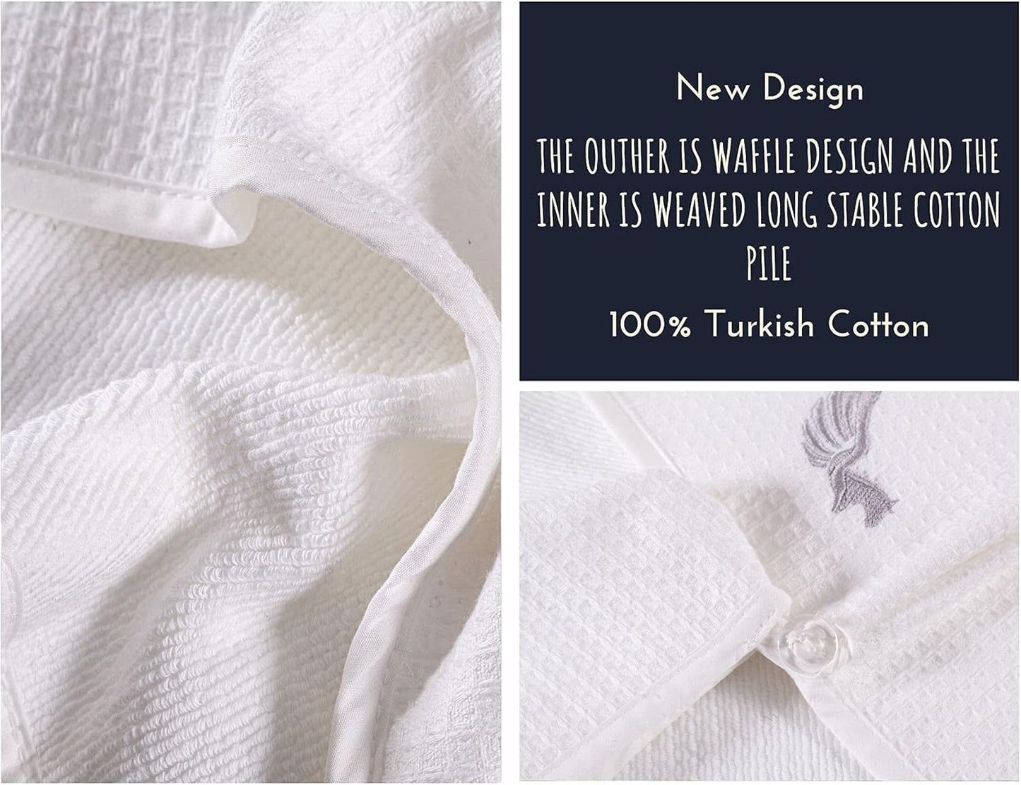 100% Turkish Cotton Hair Towel Wrap for Women,Non Microfiber,400-GSM(Grams per Square Metre),AntiFrizz,Hair Plop Waffle Towels for Curly,Long&Thick Hairs,Turban Head Wrap,1Pack10x26inc(White)