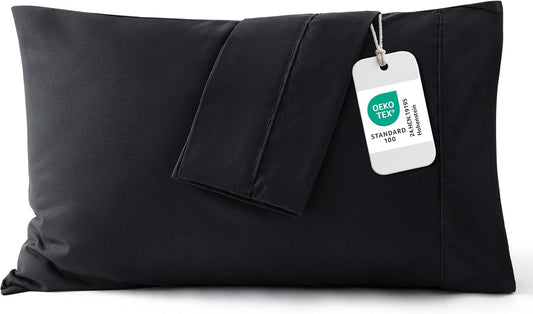 Bedsure King Size Pillow Cases Set of 2 - Black Brushed Microfiber Pillowcases 2 Pack, Super Soft Pillow Case Cover with Envelope Closure, Wrinkle, Fade and Stain Resistant, 20x36 Inches