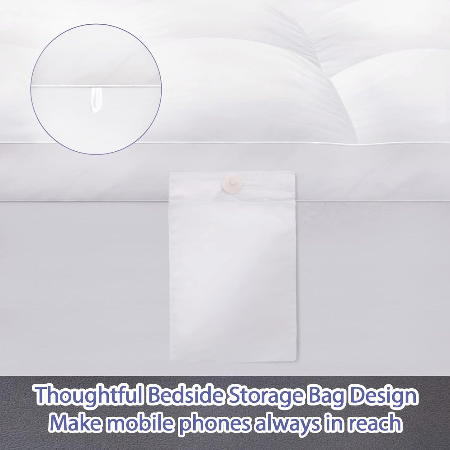 ABENE Mattress Topper for Back Pain Relief, Extra Thick Mattress Pad Pillowtop, Soft Mattress Protector Cover with 8"-21" Deep Pocket (Pure White, King, Feather Down)