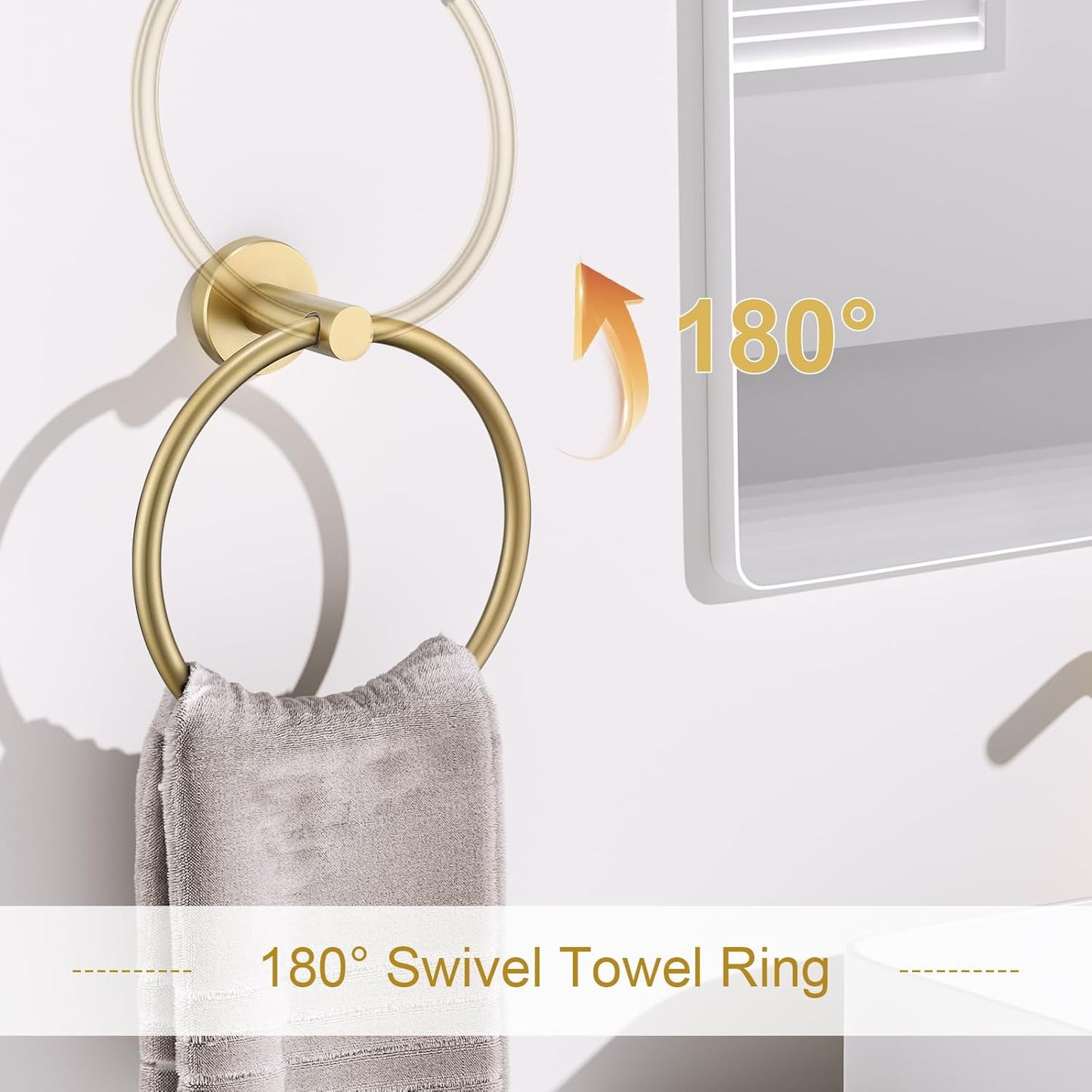 Brushed Gold Bathroom Hardware Set, 5 Pieces Gold Towel Bar Bathroom Accessories, Upgraded Toilet Paper Holder with Shelf Set, 23.6 Inch Towel Rack Towel Holder for Bathroom Wall