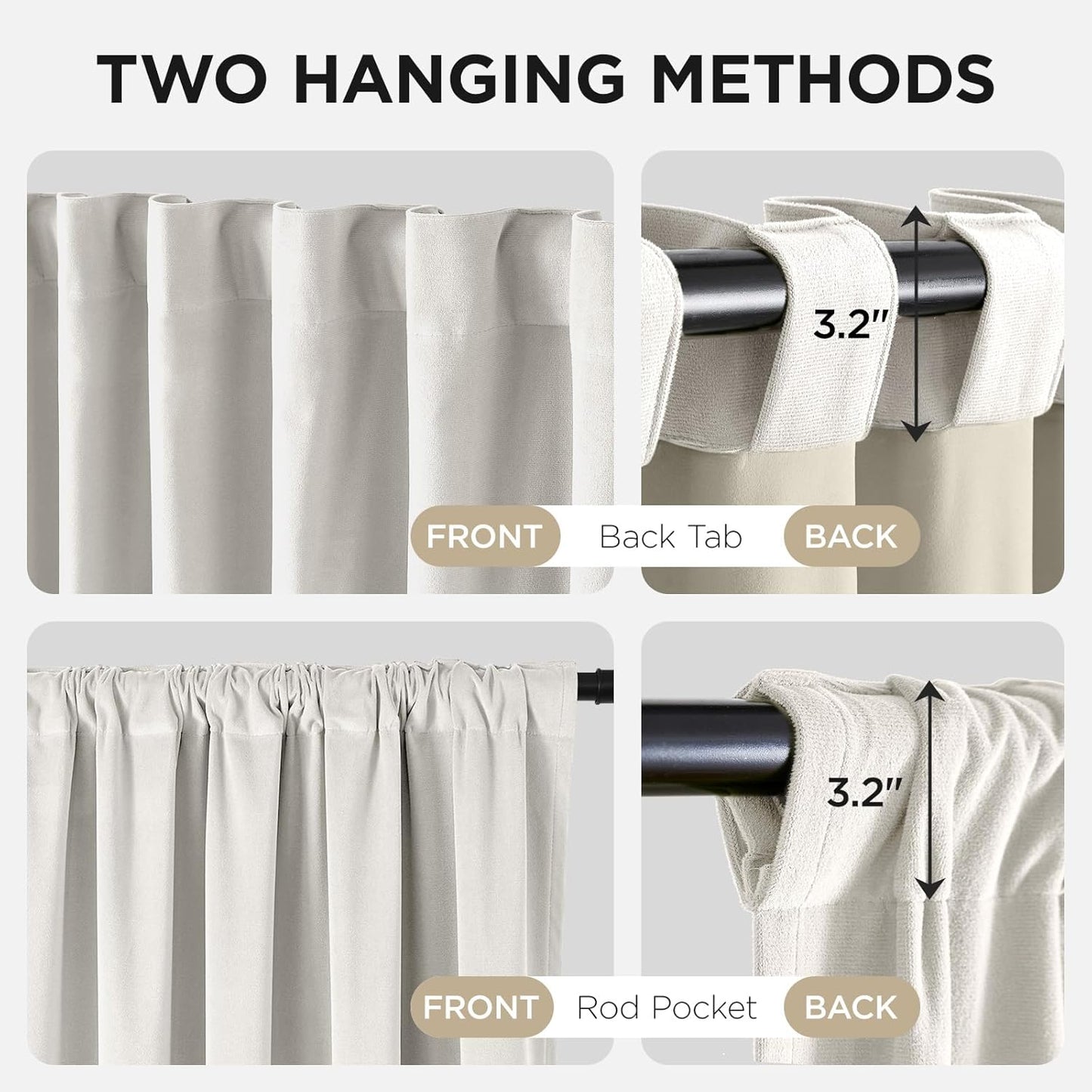 Joydeco Customized Curtains, 100% Blackout Curtains for Bedroom and Living Room, Heavy Duty Luxury Thermal Insulated Ivory White Velvet Curtains Rod Pocket & Back Tab 1 Panel, Custom Size