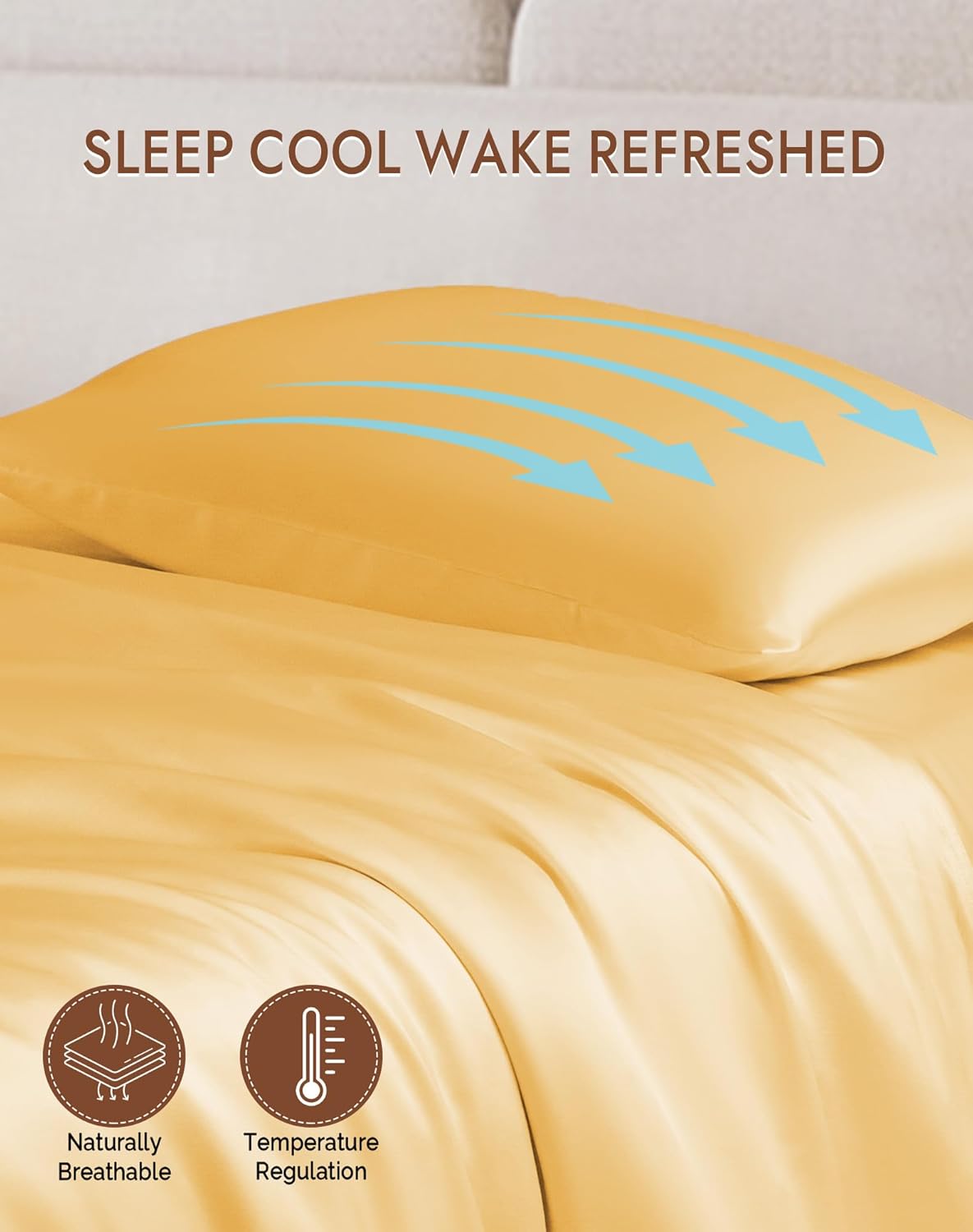 SilkSilky 100% Mulberry Silk Pillowcase - Pure 22 Momme High-Grade 6A Fibers for Hair & Skin, Envelope Closure, Natural, Organic, Breathable & Cooling Pillow Case (Standard, Champagne)