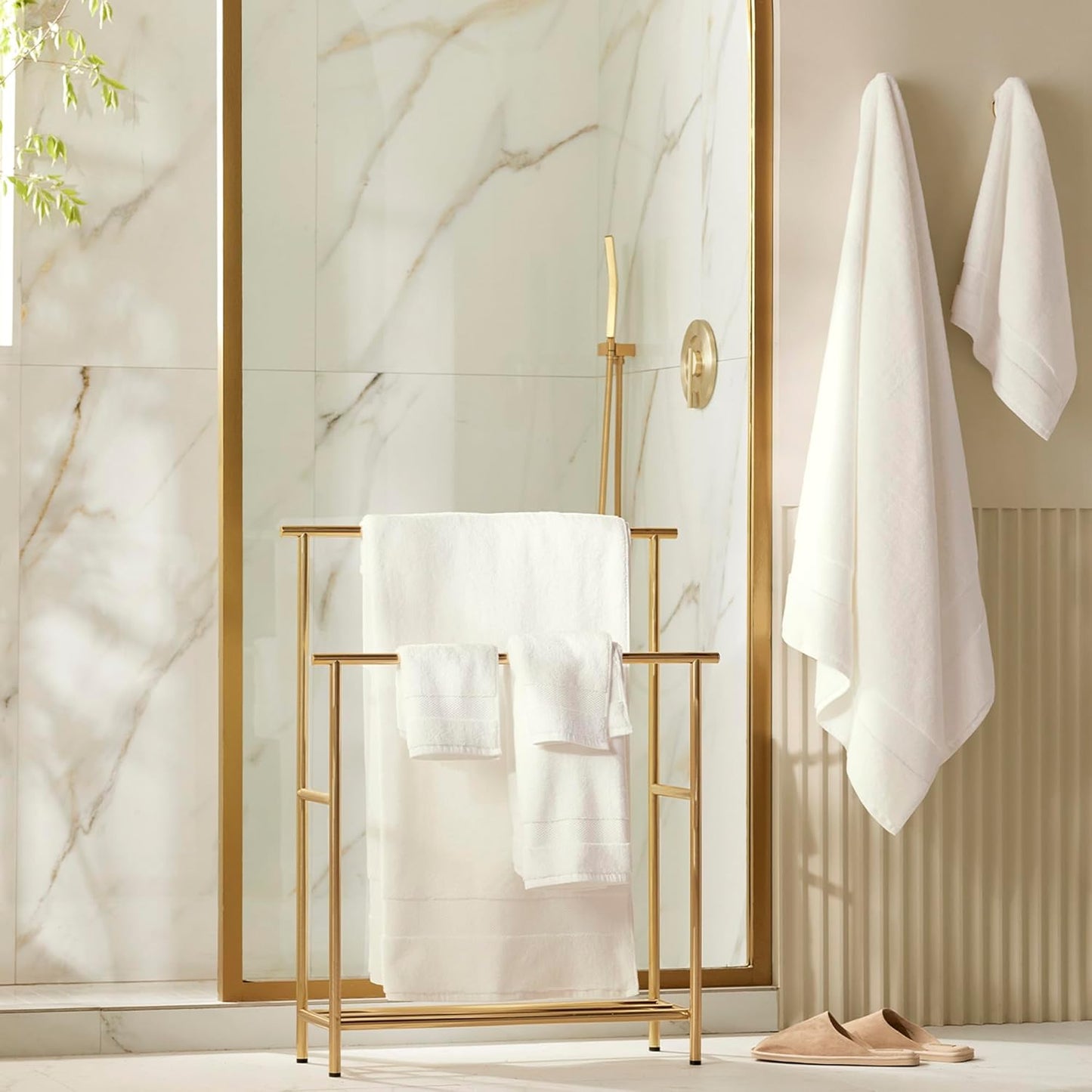 BOLL & BRANCH Plush Bath Sheet Set - White - 6 Piece - Includes 2 Oversized Bath Sheets, 2 Hand Towels & 2 Washcloths - 100% Organic Cotton - Ultra Soft & Luxurious - Quick Absorbing