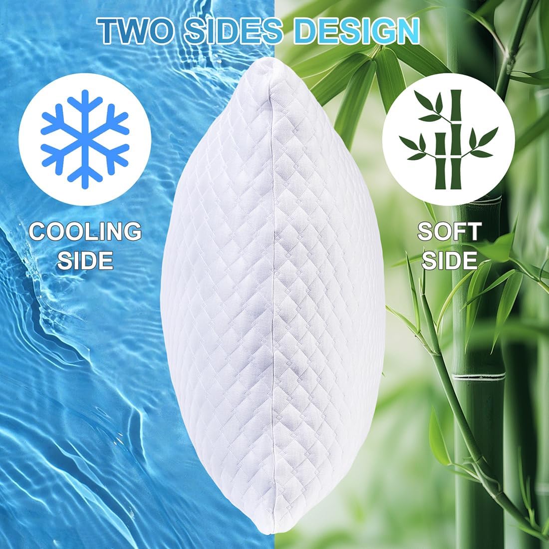 NTCOCO Cooling Bed Pillows for Sleeping Shredded Memory Foam Adjustable Gel for Side Stomach Back Sleepers Washable Removable Cover King Size Pack of 1