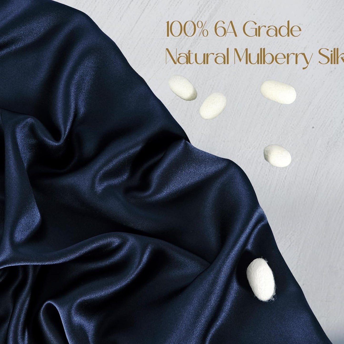 ZIMASILK 100% Pure Mulberry Silk Pillowcase for Hair and Skin Health,Soft and Smooth,Both Sides Premium Grade 6A Silk,600 Thread Count,with Hidden Zipper,1pc (King 20''x36'',Navy Blue)