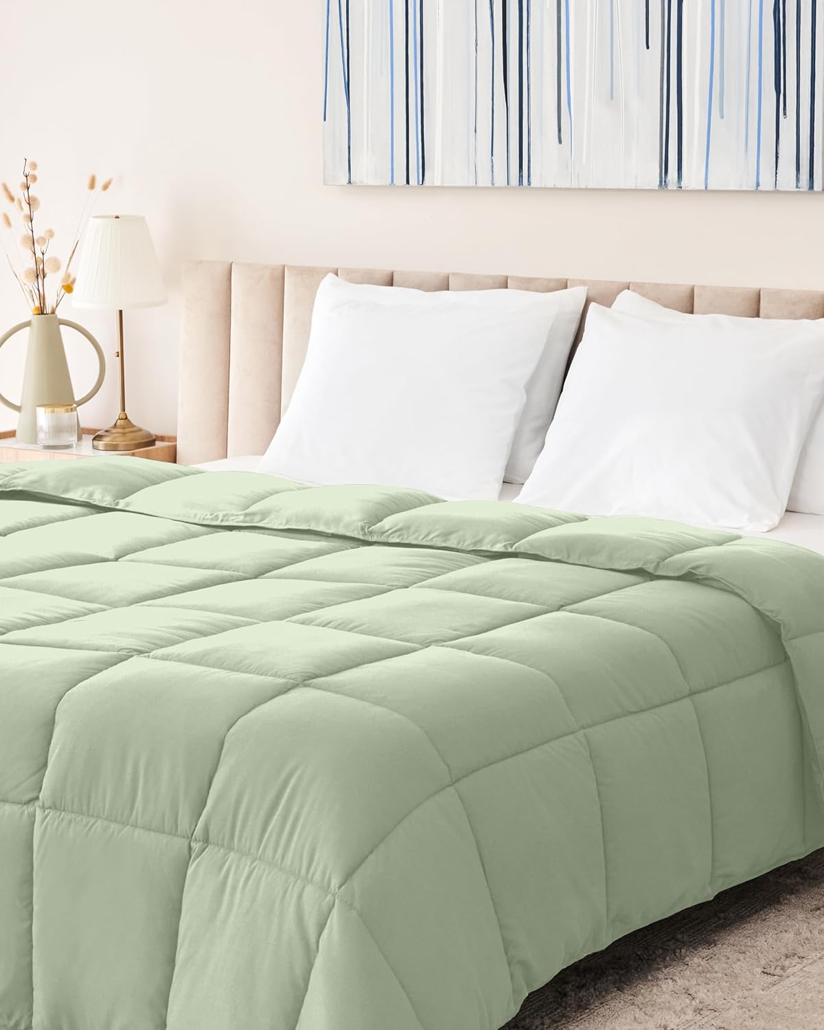 The Ultimate Luxury Fluffy Down Alternative Comforter Plush Premium Duvet Insert Thick Comforter All Season Breathable Hotel Collection Puffy Comforter (Queen Sage Green) …