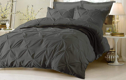 Duvet Covers Queen Full Size Pinch Pleated 800 Thread Count 100% Egyptian Cotton Long Staple Quilt Cover, Silky Soft with Hidden Zipper Closure and 7 Corner Ties 1 Piece Duvet Cover(Elephant Grey)