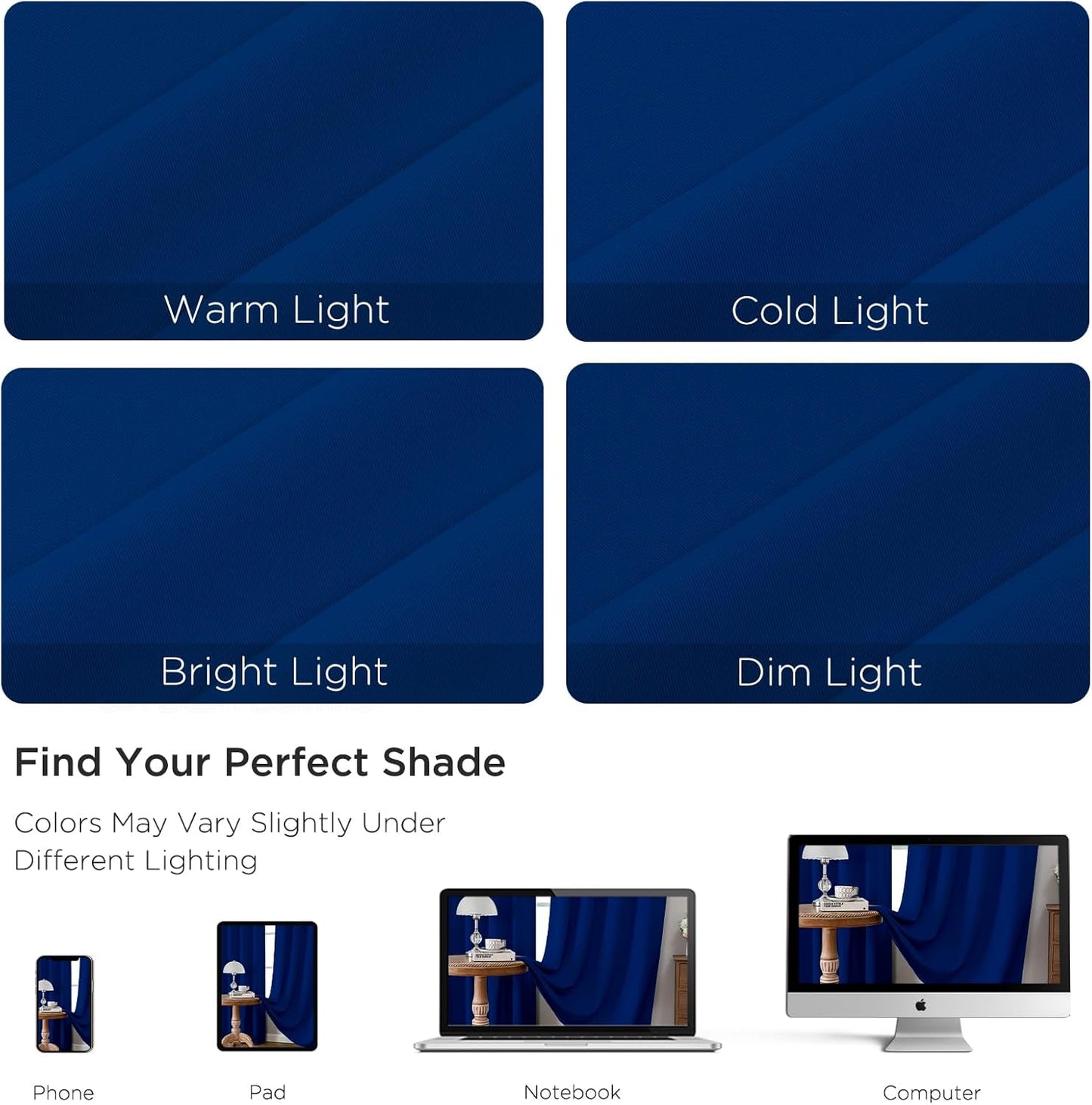 CUCRAF Royal Blue Blackout Curtains Customize, Rod Pocket Room Darkening Curtain for Bedroom Living Room, Thermal Insulated Window Drapes 1 Panel (Custom Size, Color)