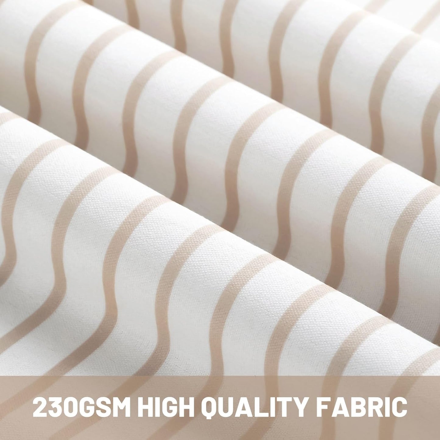 Awellife Boho Beige Shower Curtain for Bathroom Stripe Shower Curtain 72 X 72 Inches Farmhouse Cotton