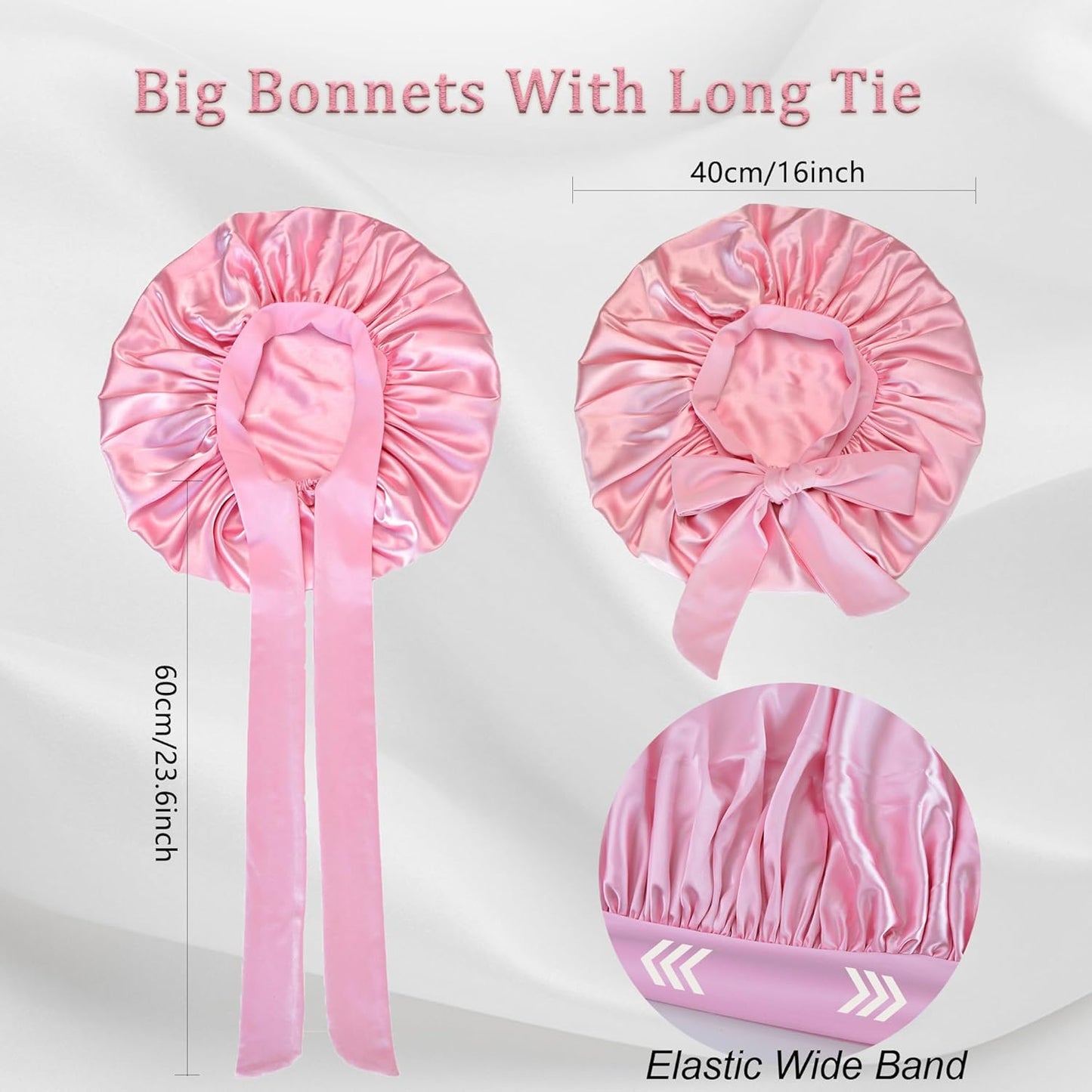 Silk Bonnet for Sleeping Women Satin Bonnet Double Layer Night Sleep Cap with Elastic Tie Band for Curly Natural Hair
