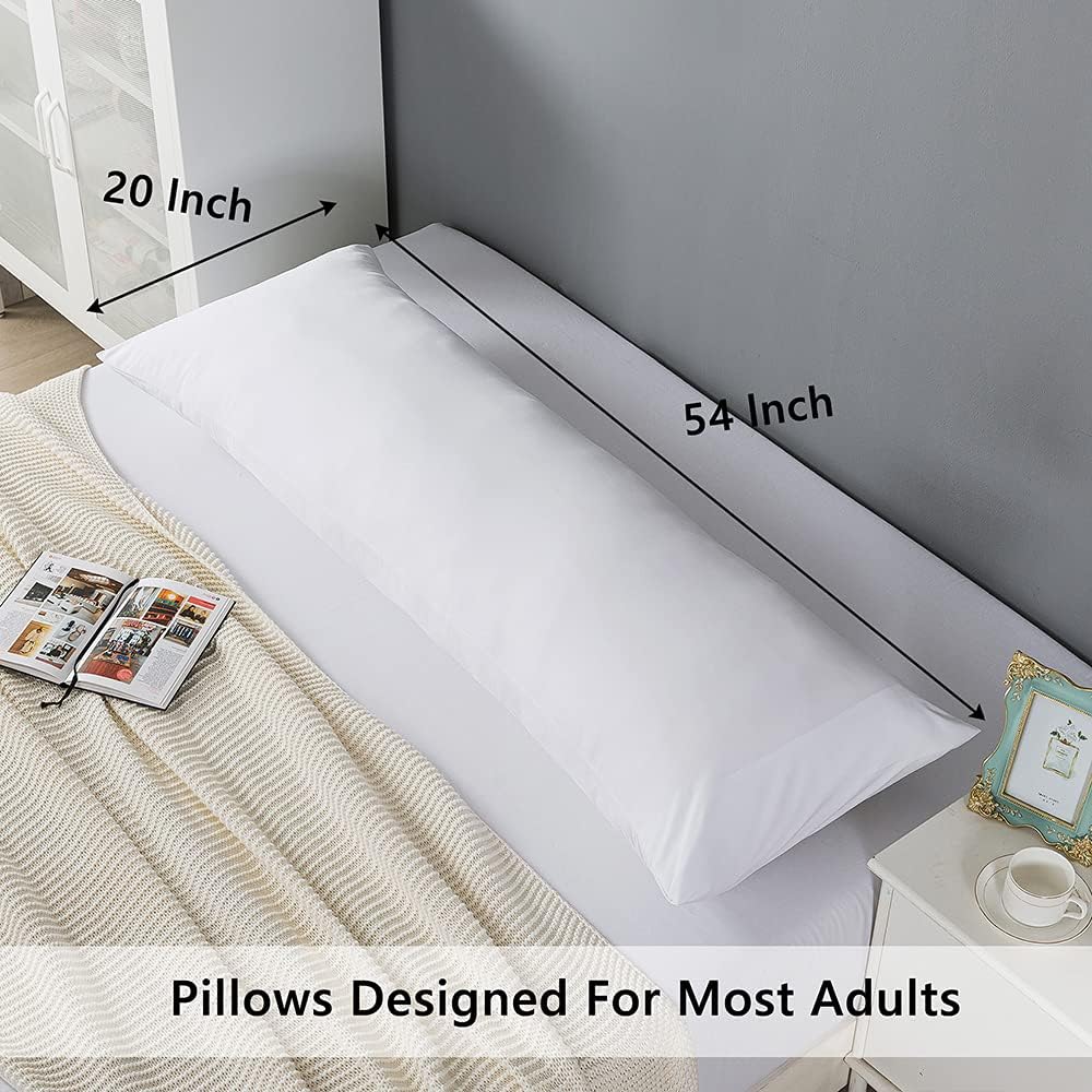 ELNIDO QUEEN Body Pillow with Pillowcase - Soft Long Bed Pillow for Adults - Breathable Full Body Pillow Insert for Sleeping, 20x54inches - White