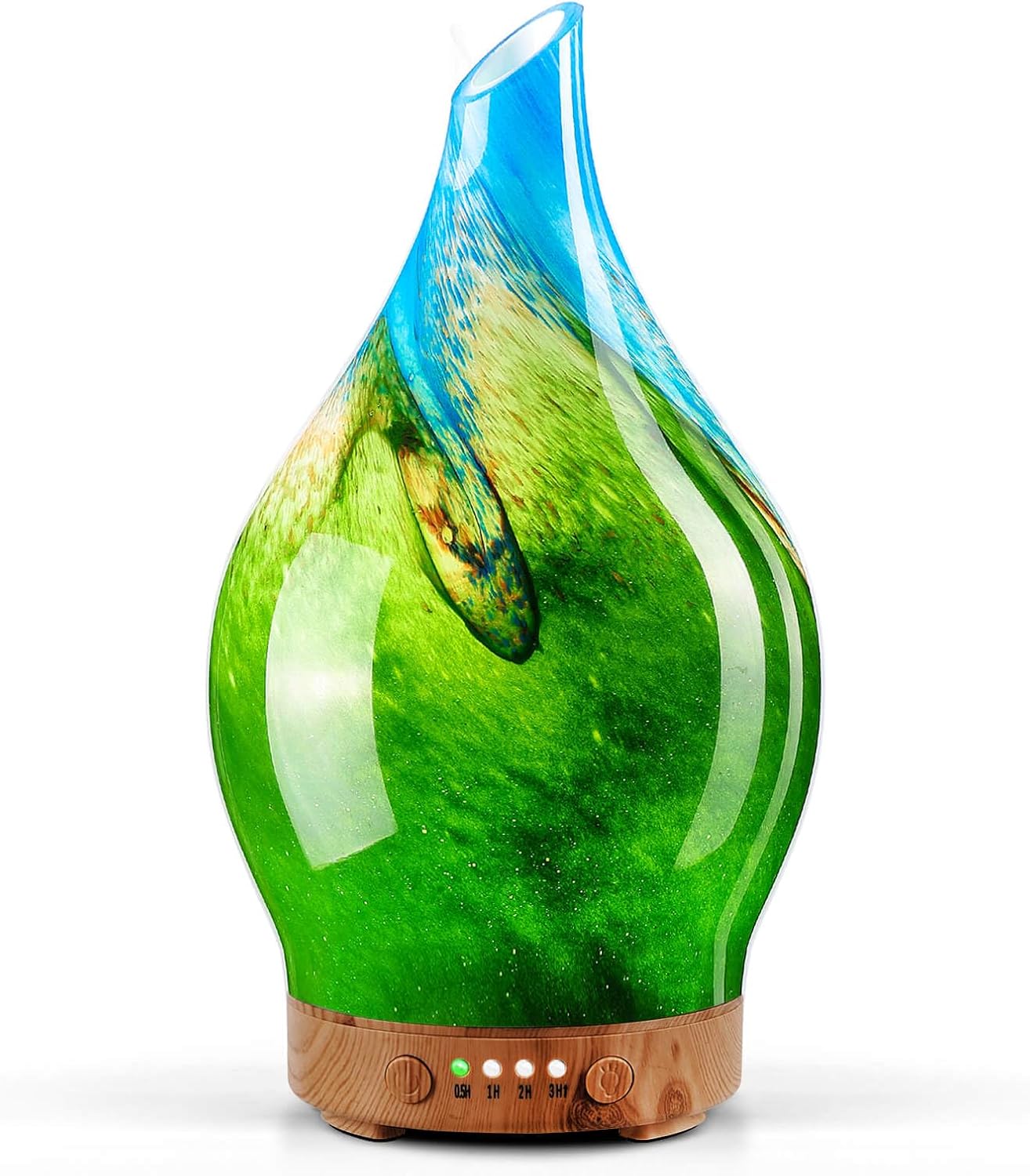 Porseme 150ml Essential Oil Diffuser Glass Color Changing Aroma Air Diffusers Aromatherapy Ultrasonic Cool Mist Humidifier 6 Running Hours Waterless Auto-Off for Sleeping Yoga Office Spa (Blue Grass)