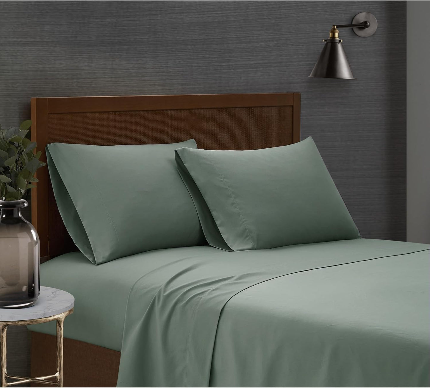 London Fog Garment Washed Solid Sheet Set Green Microfiber 3-Piece Twin Sheet Set, Solid Themed, Deep Pocket, Adult and Teen, Oeko-TEX Certified