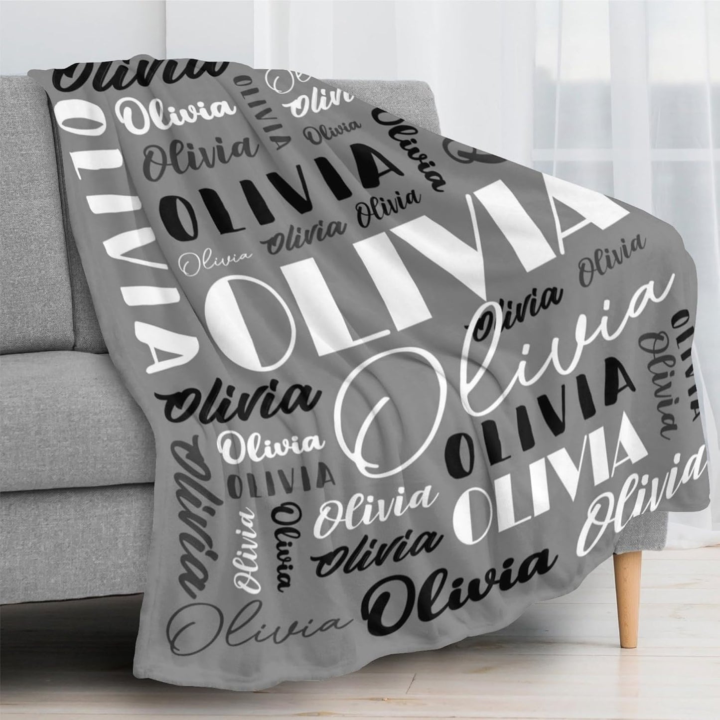Name Blanket Personalized Blanket for Adult Kids Flannel Customize Throw Blanket Custom (Color 12, 40 x 50 Inches)