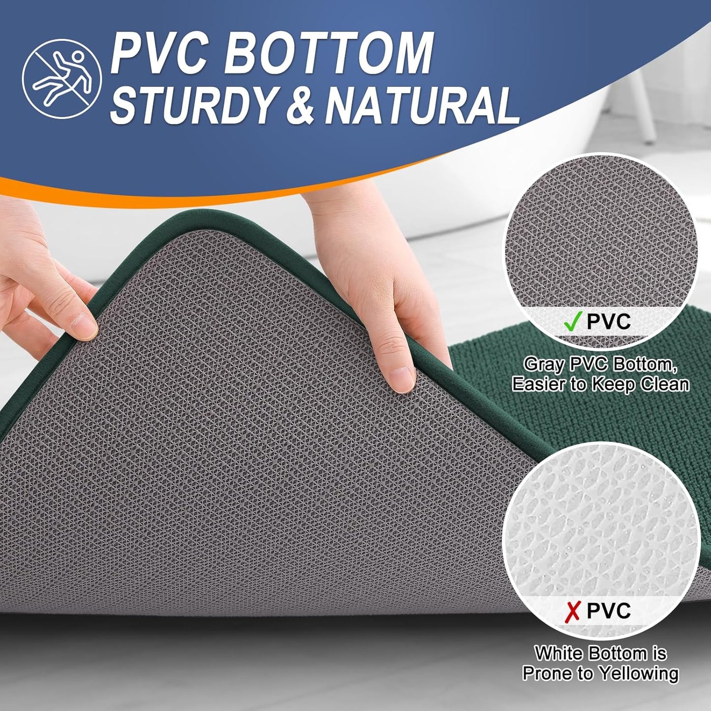 OLANLY Thick Memory Foam Bath Mat Rug 47x24, Extra Soft Absorbent Bathroom Rug, Quick Dry Bath Mats, Non-Slip, Washable Carpet for Bathroom, Tub and Shower, Home Decor Accessories, Blackish Green
