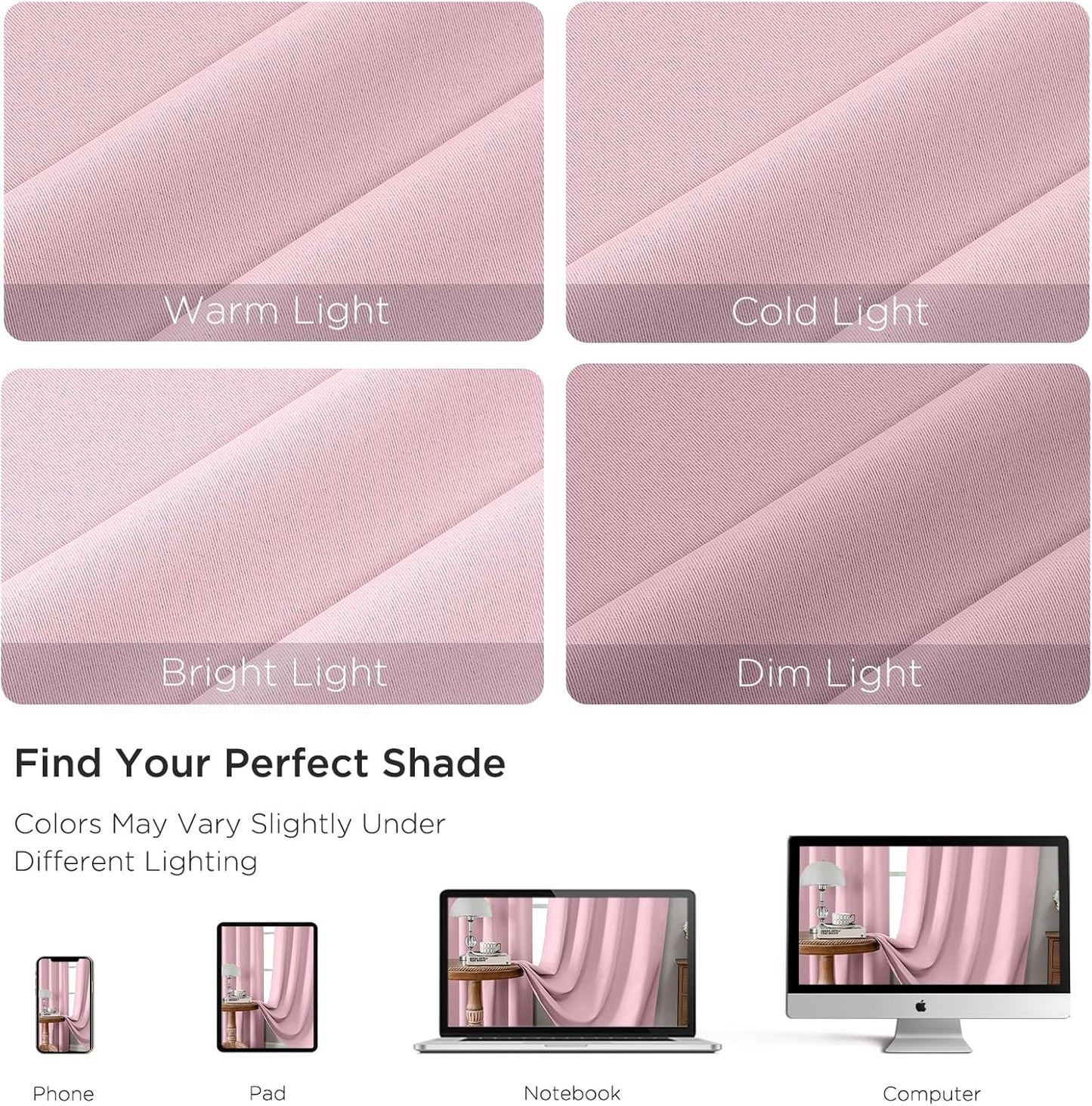 CUCRAF Light Pink Blackout Curtains Customize, Rod Pocket Room Darkening Curtain for Bedroom Living Room, Thermal Insulated Window Drapes 1 Panel (Custom Size, Color)