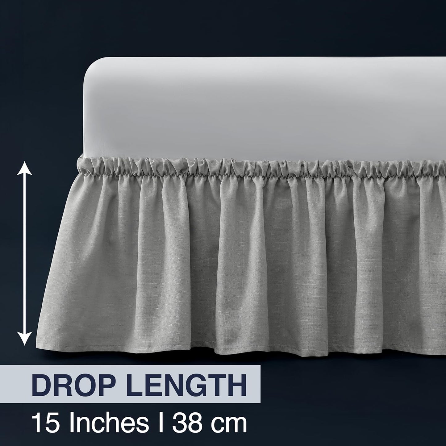 Bed Skirt Full Bed Skirt Wrap Around Ruffled Box Spring Cover, Easy Install, Washable 15" Drop Elastic Dust Ruffle by Casual Living, 54-inch x 75-inch, Grey
