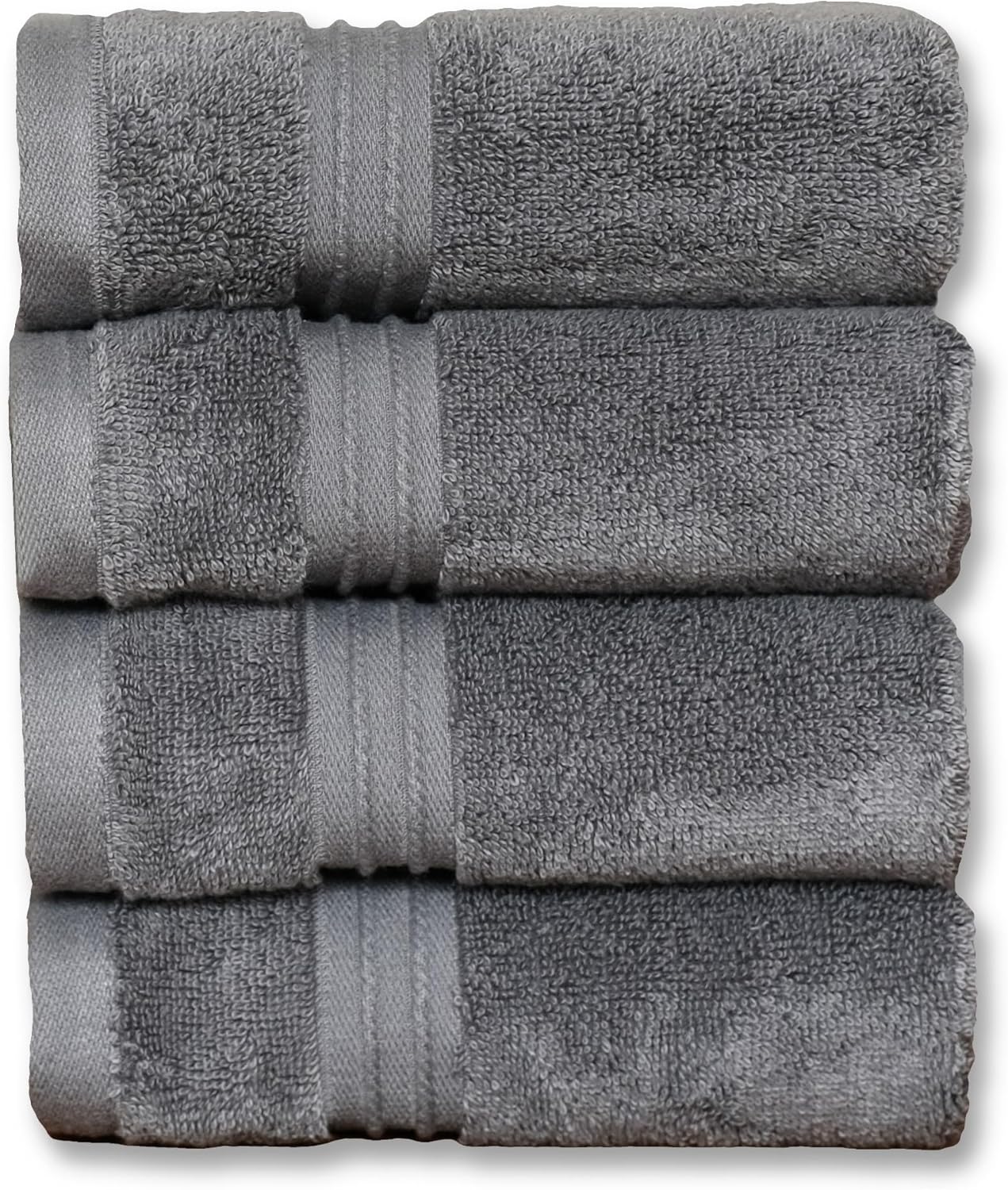 Milara Turkish Super-Plush Wash Cloths Set 4-Piece | Premium 100% Cotton Washcloths Absorbent, Durable with Hanging Loops | Anthracite (Dark Gray) Bath Washcloths, (13 x 13 Inch)
