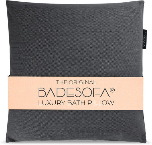 BADESOFA® Luxury Bath Pillow M - Lusciously Soft & Comfortable Tub Pillow for Bathtub - Washable & Quick-Drying Bath Back Pillow - Non-Slip Full Body Tub Pillow - Luxury Spa Cushion in Charcoal