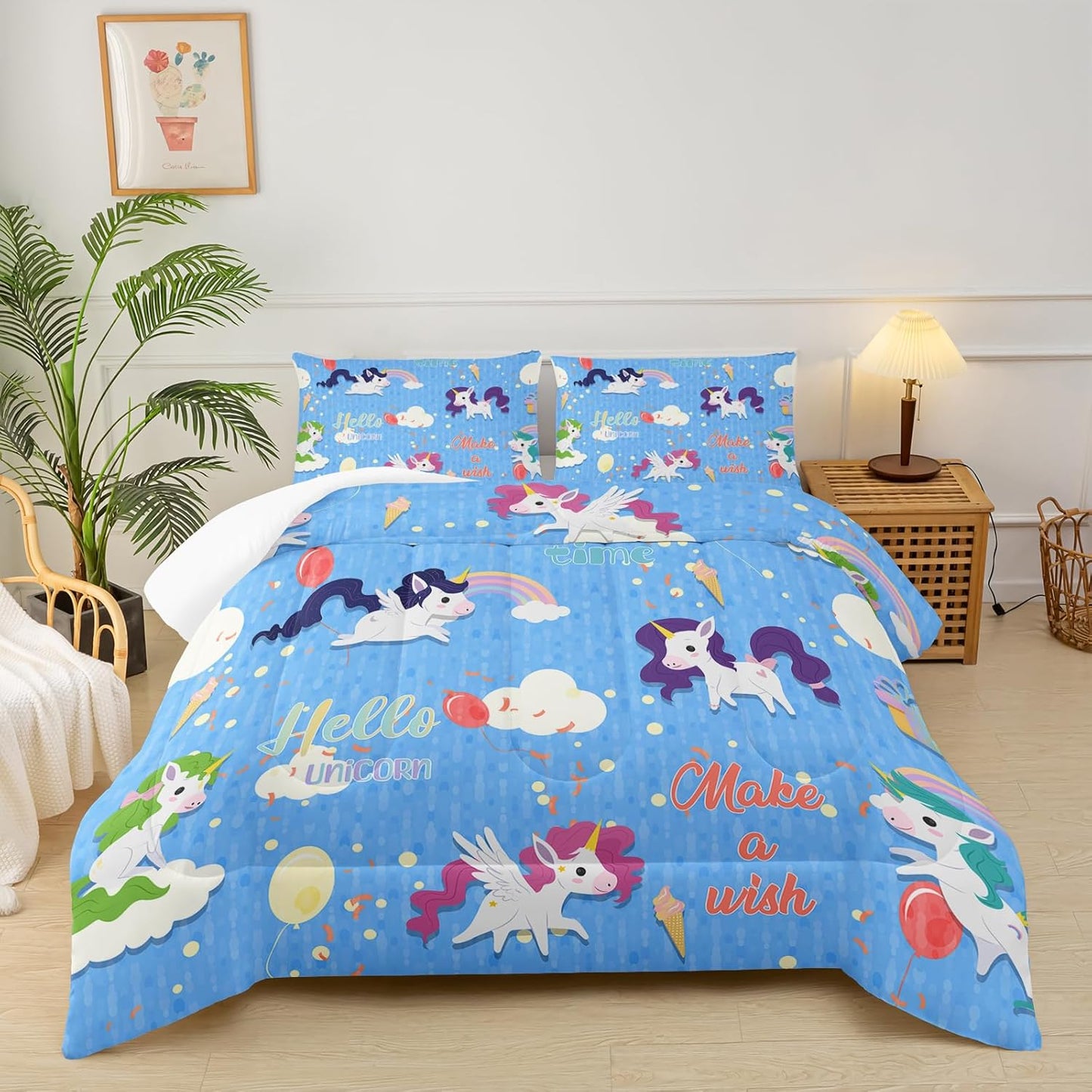 Rainbow Unicorn Comforter Set Twin，Kids Bedding Sets for Girls Twin Unicorn，Unicorn Bedroom Decor for Girls Bedding，with 1 Comforter with 2 Pillow Case