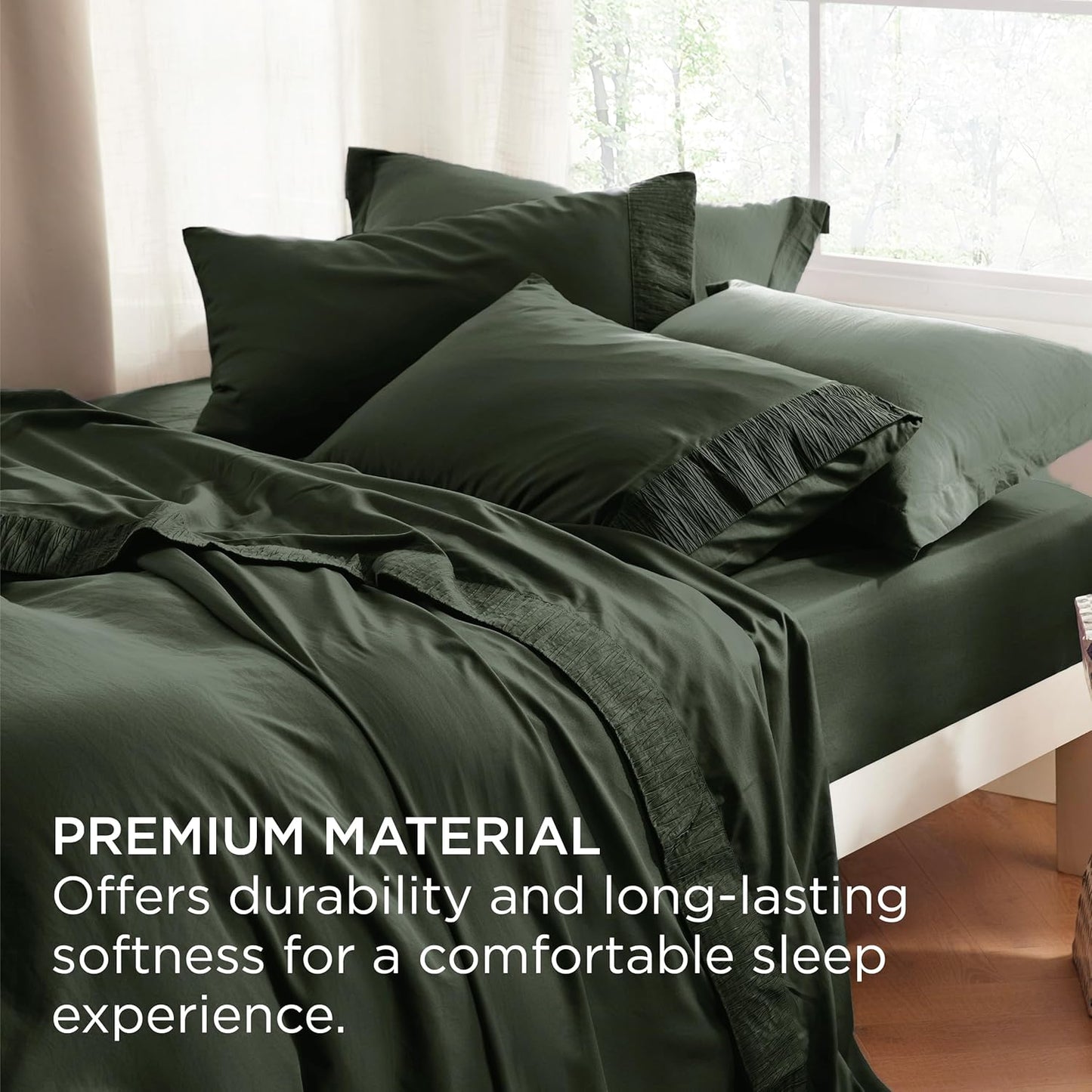 Bedsure California King Sheet Sets - 4 Pieces Soft Cal King Sheets - Breathable & Cooling - Hotel Luxury - Easy Care Polyester Microfiber Bedding for Women, Men, Olive Green