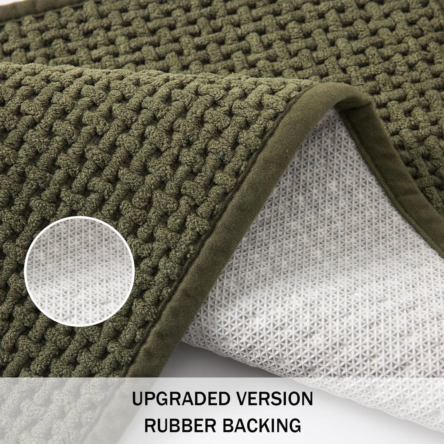 Bathroom Rugs Non Slip Washable, Super Absorbent Thin Bath Mat for Small Quick Dry Low Pile Bathroom Rug, (Dark Green, 24″x16″)