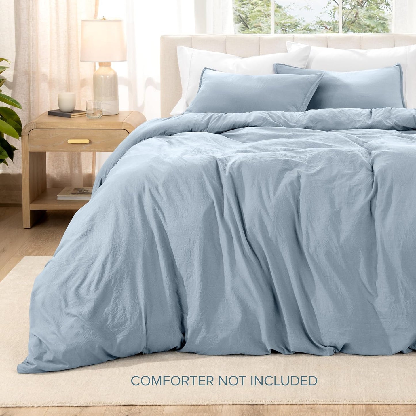 Bare Home Microfiber Duvet Cover Set - Ultra Soft Washed Microfiber - Queen Size - Linen-Like Look - Easy Care - Breathable Fabric - Our Softest Duvet Cover Set (Queen, Dusty Blue)