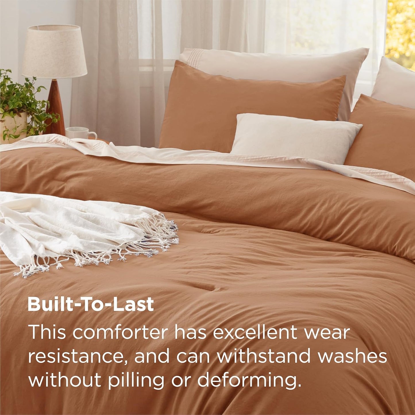 Bedsure King Size Comforter Set, Pumpkin Soft Prewashed Bedding for All Seasons, 3 Pieces GentleSoft™ Warm Down Alternative Bed Set, 1 Lightweight Comforter (104"x90") and 2 Pillowcases (20"x36")