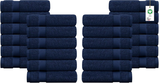 Delara 100% Organic Cotton Towels 650 GSM Plush Feather Touch Quick Dry Wash Cloth, Pack of 24 GOTS Certified, Oeko-Tex Green Certified, Organic Cotton Wash Cloth, 13"X13"
