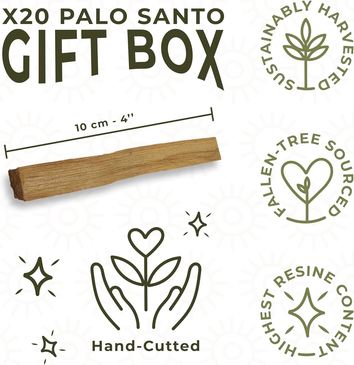 Palo Santo Premium Sticks (20), Smudging Incense High Resine, Pure Palo Santo Wood Certified from Peru. Ethically Sustainably Harvested. Protection, Meditation, Spiritual Cleansing