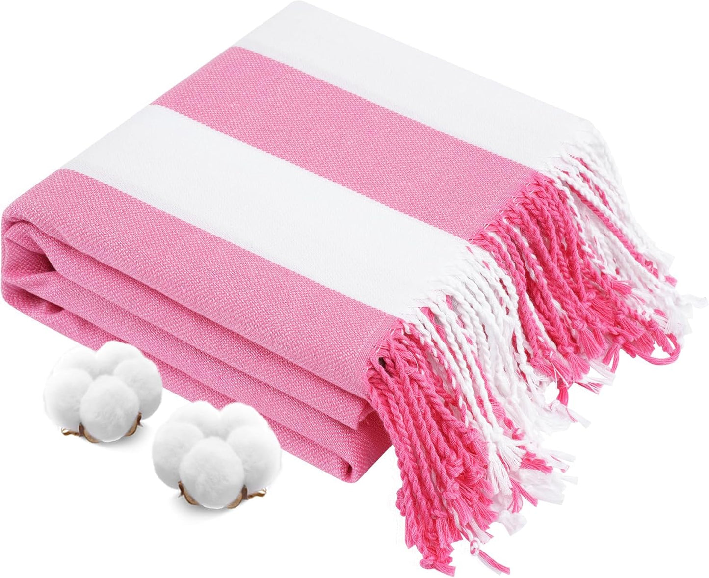 Oversized Cotton Turkish Beach Towels 74"x38" Thin Quick Dry Sand Free Pool Swim Bathing Towel Extra Large Blanket Adult Travel Essentials Accessories Must Haves Summer Vacation Hot Red Striped