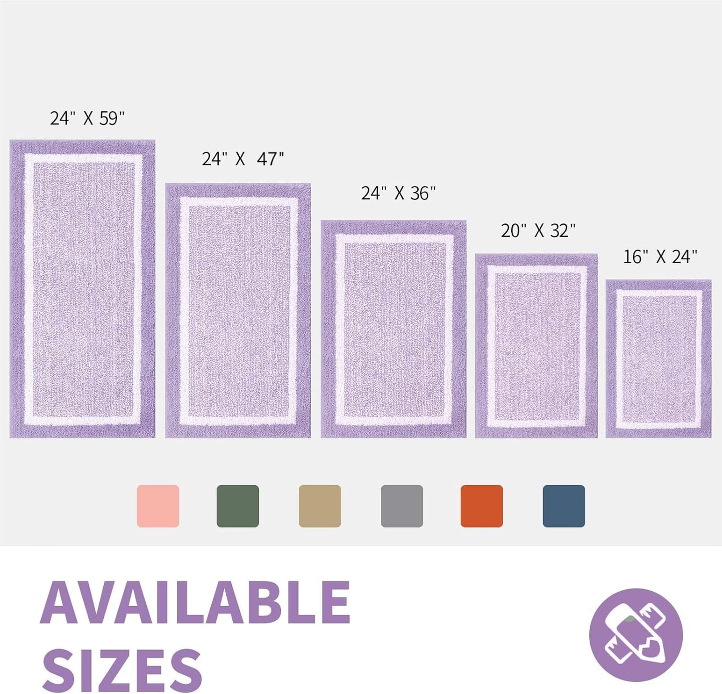 CozeCube Bath mats for Bathroom Non Slip, Fluffy Absorbent Microfiber Bath mat Washable, Aesthetic Bathroom Rugs, Long Purple Bath Runner, Lavender, 59" x 24"