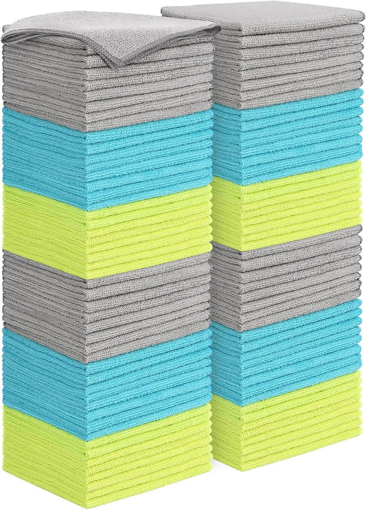 AIDEA Microfiber Cleaning Cloth-100PK, Soft Microfiber Towels for Cars, Absorbent Cleaning Rags, Lint-Free Streak-Free Wash Cloths for House, Kitchen, Window(12in.x16in.)