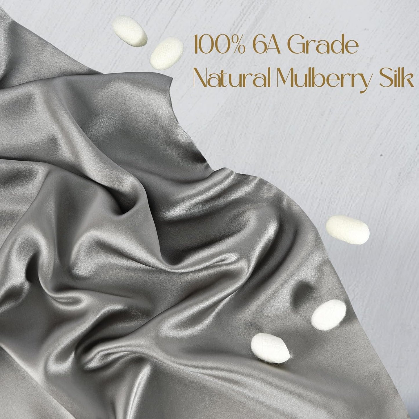 ZIMASILK 100% Pure Mulberry Silk Pillowcase for Hair and Skin Health,Soft and Smooth,Both Sides Premium Grade 6A Silk,600 Thread Count,with Hidden Zipper,1pc (Queen 20''x30'', Gray)