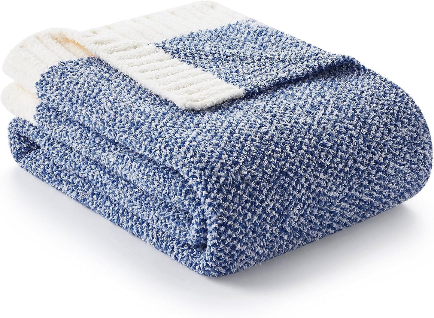 Snuggle Sac Royal Blue Twin Size Reversible Super Soft Blanket for Bed and Sofa, Heather Blue, 60x80 inches