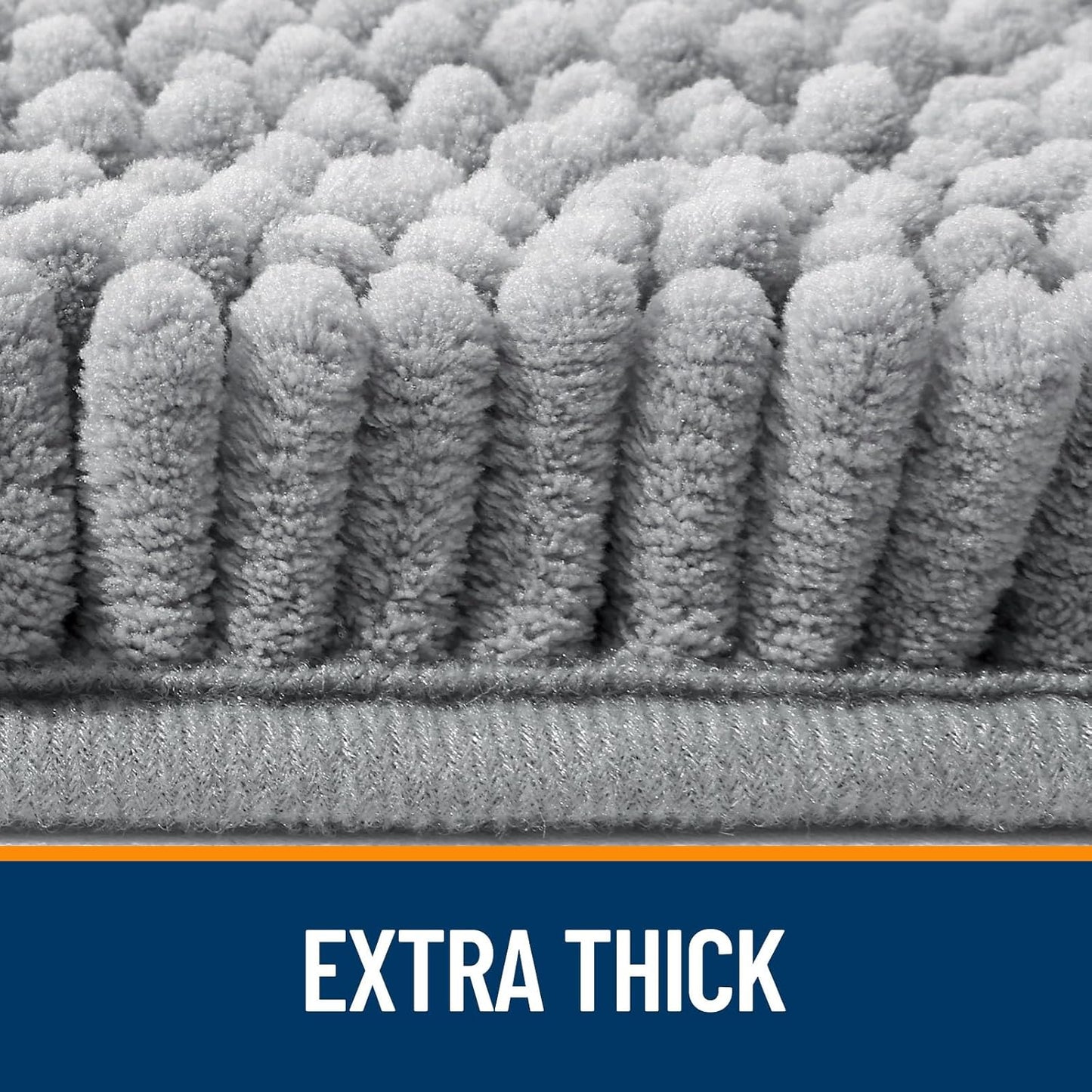 OLANLY Bathroom Rugs 47x17, Extra Soft Absorbent Chenille Bath Rugs, Rubber Backing Quick Dry, Machine Washable Bath Mats for Bathroom Floor, Tub and Shower, Home Decor Accessories, Grey