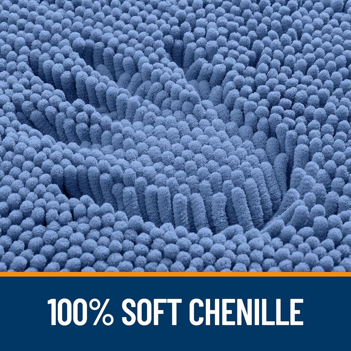 OLANLY Bathroom Rugs 44x24, Extra Soft Absorbent Chenille Bath Rugs, Rubber Backing Quick Dry, Machine Washable Bath Mats for Bathroom Floor, Tub and Shower, Home Decor Accessories, Cornflower Blue
