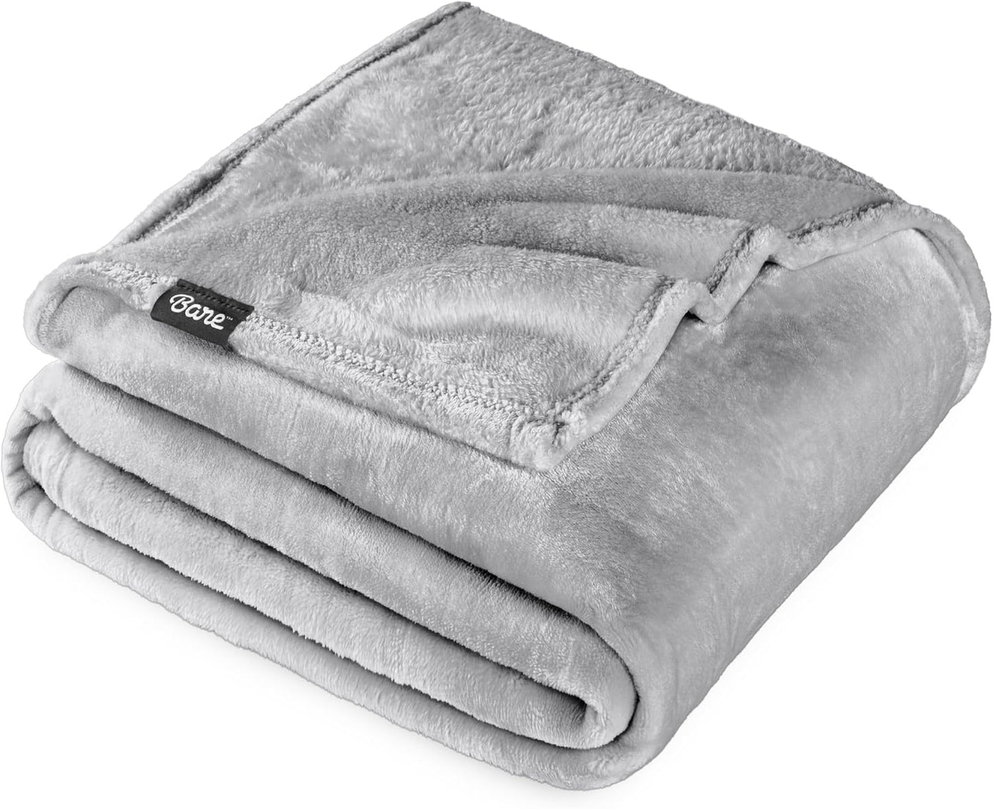 Bare Home Fleece Blanket - Throw/Travel - Ultra-Soft Lightweight for Bed, Sofa, and Couch - Luxury Microplush - Cozy Warm Blanket (Throw/Travel, Light Grey)