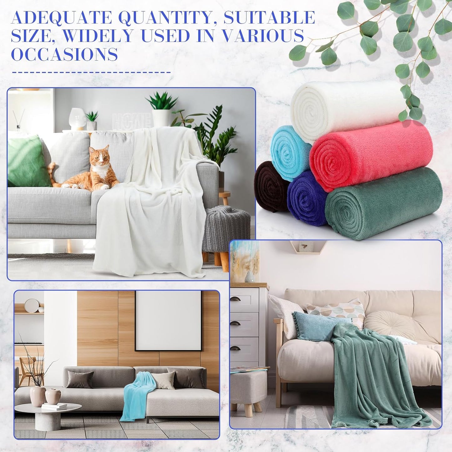 18 Pieces Fleece Blankets Bulk for Wedding 50 x 60 Inch Soft Lightweight Flannel Throw Blankets Bulk for Wedding Guests Home Outdoor Couch Sofa Bed Gifts(Bright Color)