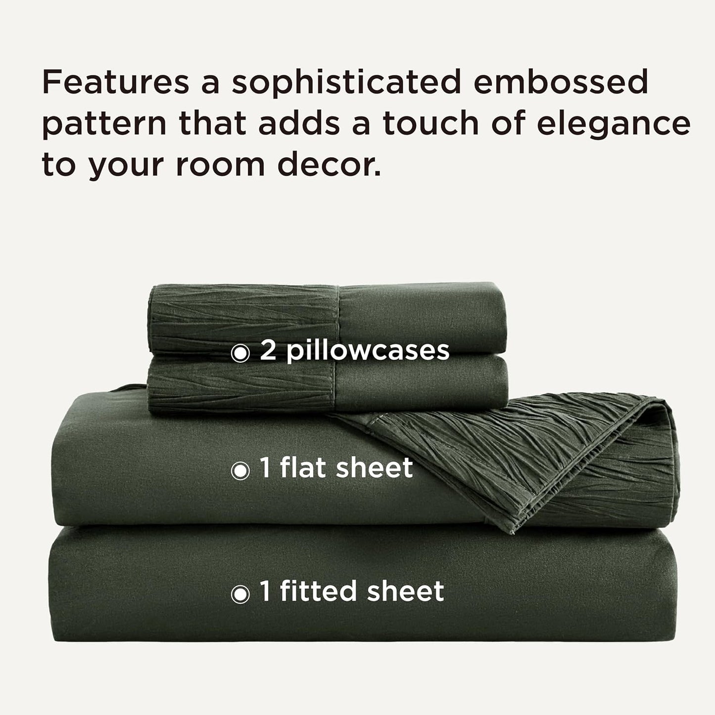 Bedsure King Size Sheets Set - 4 Pieces Soft King Sheets - Breathable & Cooling - Hotel Luxury - Easy Care Polyester Microfiber Bedding for Women, Men, Olive Green