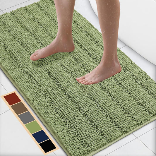 Bcoimo 44"×24" Chenille Bath Mat – Non-Slip with Backing Bath Rug Ultra-Absorbent and Machine Washable Bathroom Mat Quick-Dry Design. Ideal for Bathroom and Tub Areas