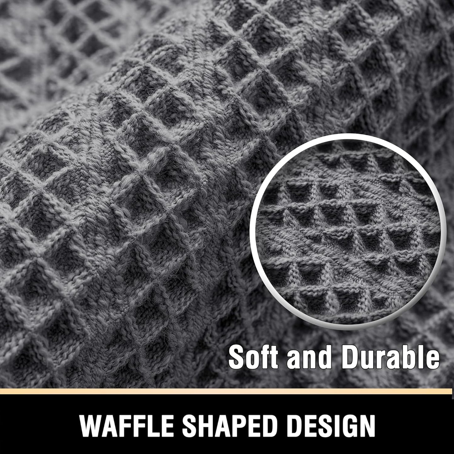 H.VERSAILTEX Waffle Bath Mat Super Absorbent Boho Bath Mat Non Slip Bath Rugs for Bathroom Floor Machine Washable Dry Fast Bathroom Rugs with Tassels, 20" x 32", Gray