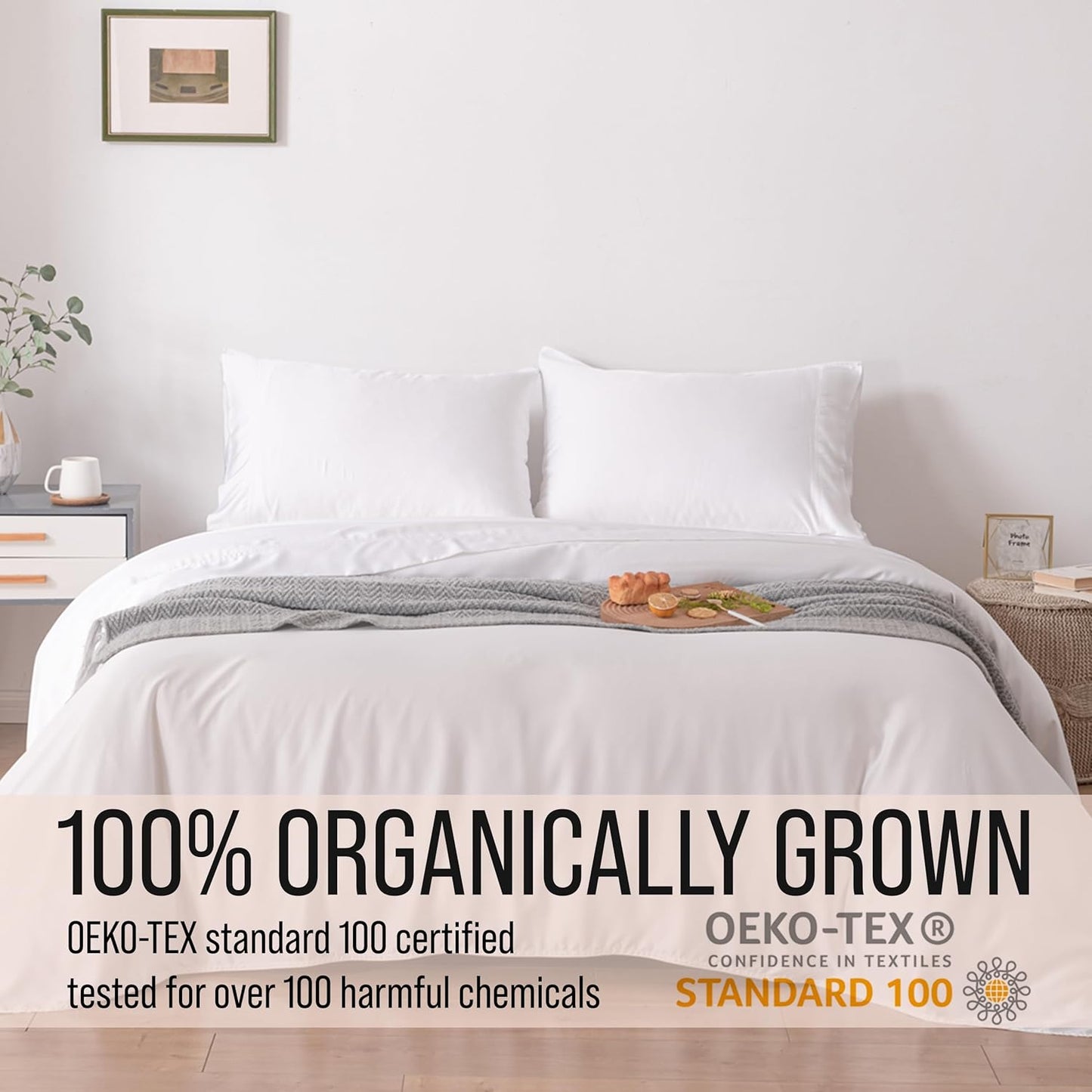 Bella Coterie Luxury Bamboo Viscose Cal King Size Sheet Set | 100% Organically Grown | Ultra Soft | Cooling for Hot Sleepers | 18" Deep Pocket [White]