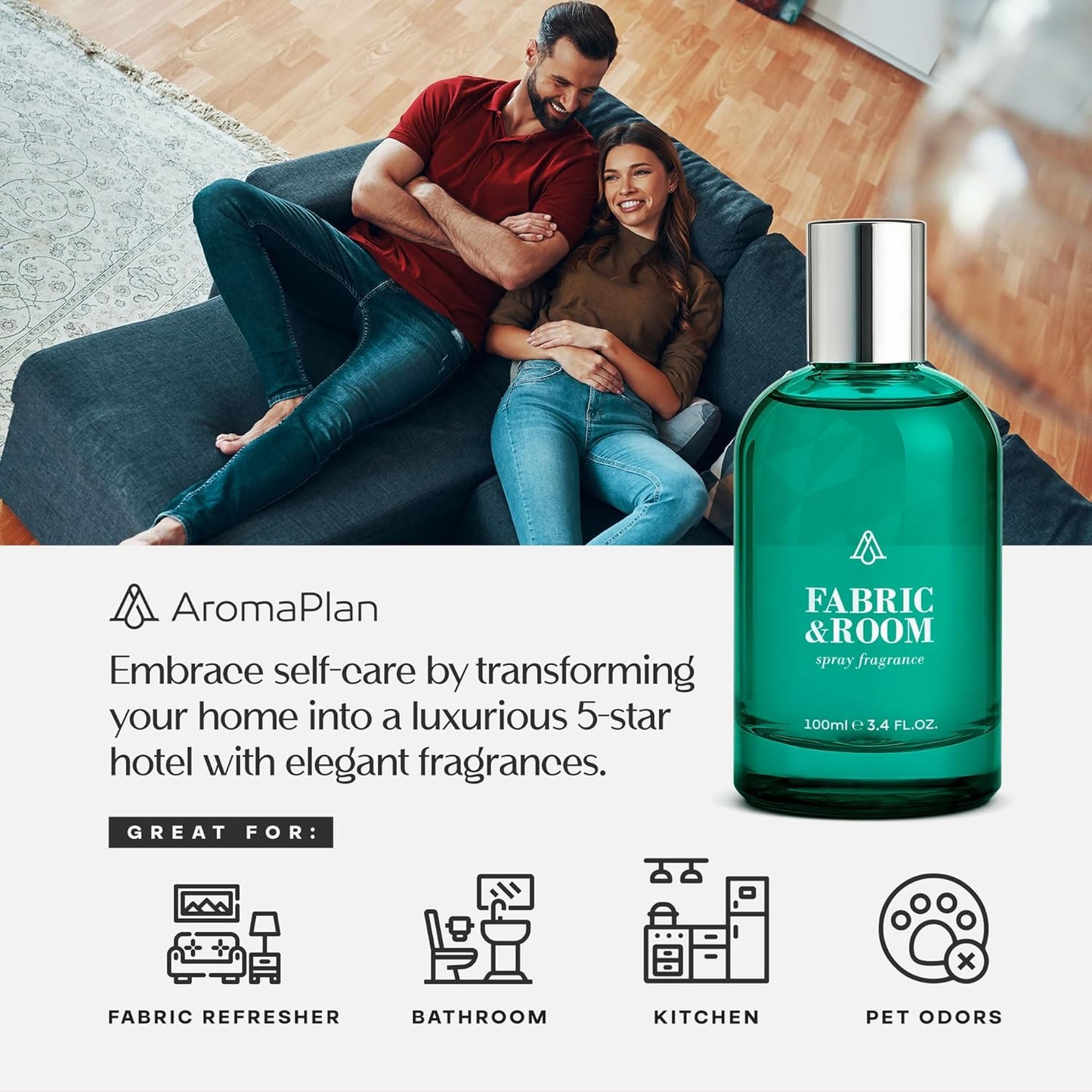 AromaPlan Natural Room Spray & Car Fragrance Kit, Lifestyle Air- Concentrated, Non-Toxic, Odor Eliminator & Long Lasting- Room Spray Air Freshener- Home, Car- 5 Star Hotel Scent Collection (100&30 ml)
